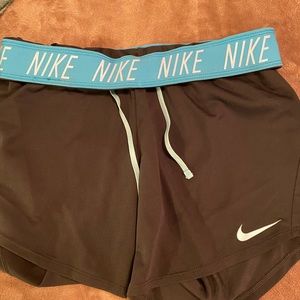 Gray and blue nike shorts